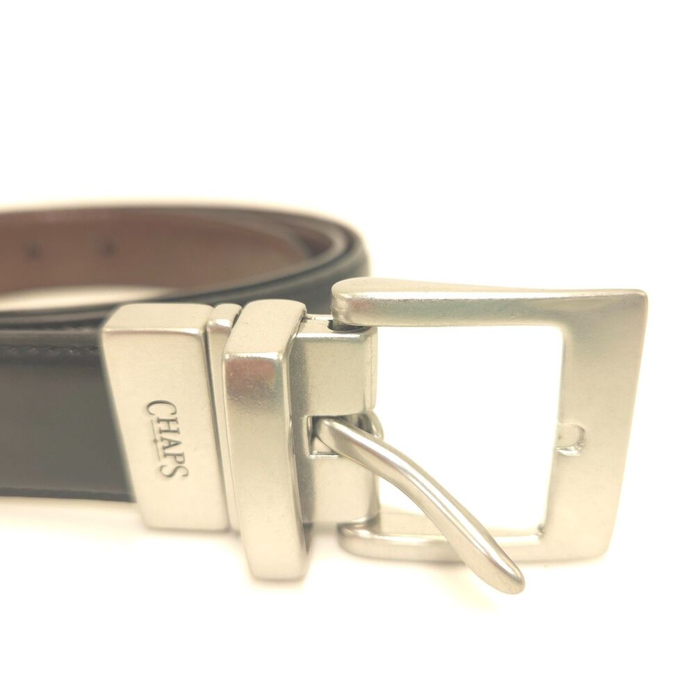 Chaps Reversible Leather Belt Black Brown 49" Two Tone Casual Dress Belt
